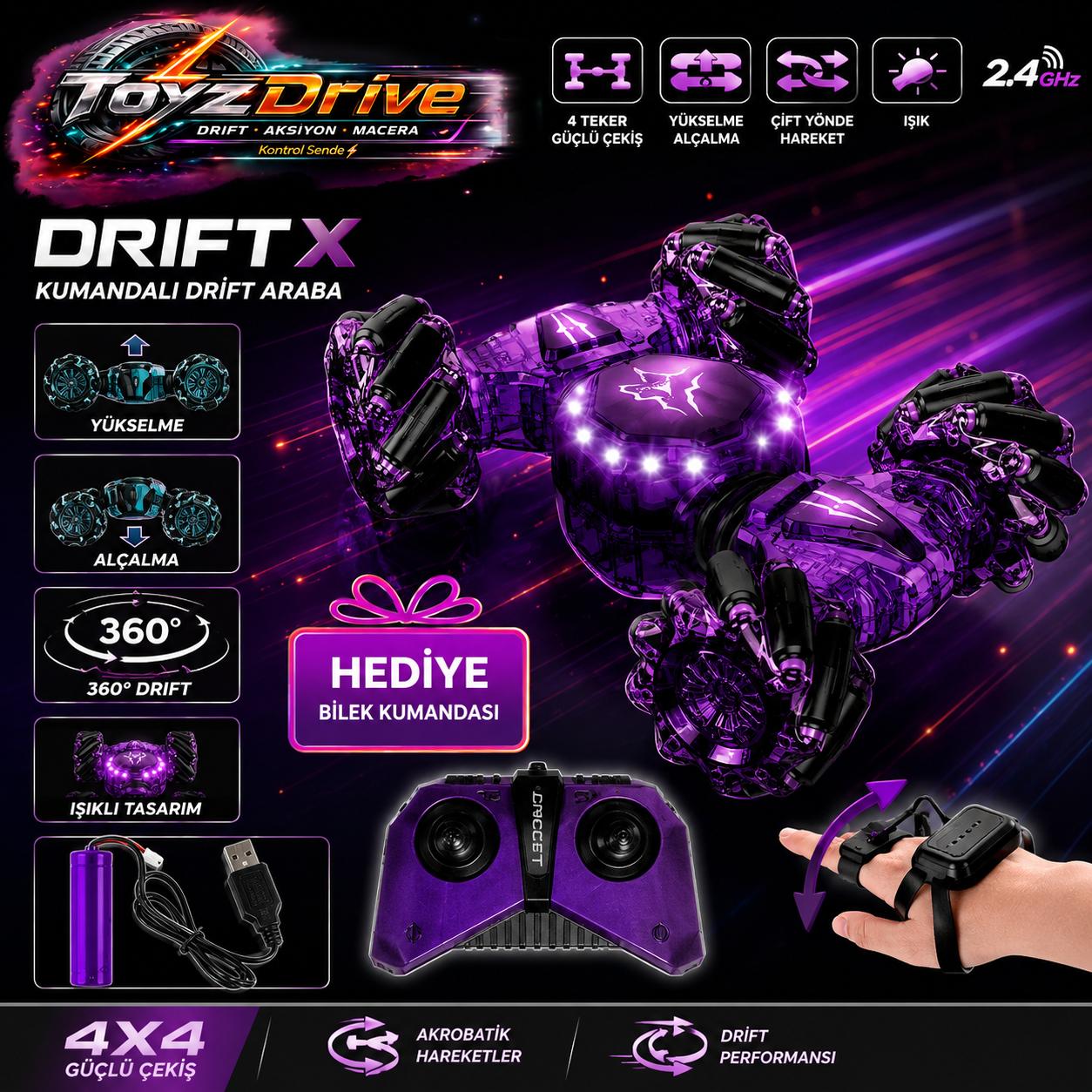 ToyzDrive DriftX™ Kumandalı Drift Araba