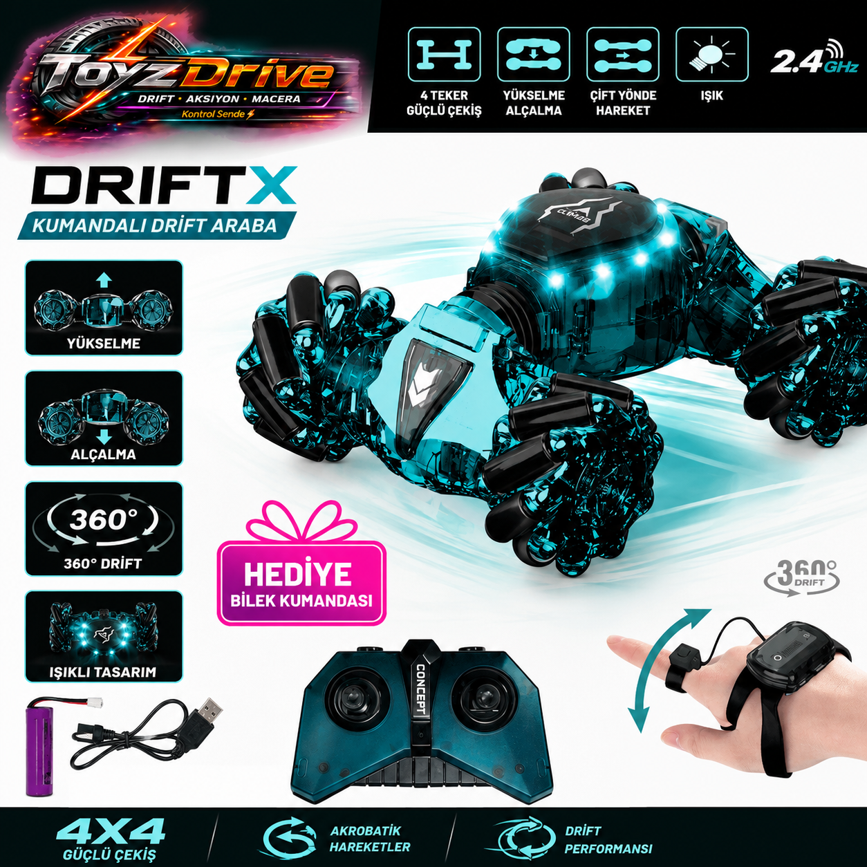 ToyzDrive DriftX™ Kumandalı Drift Araba