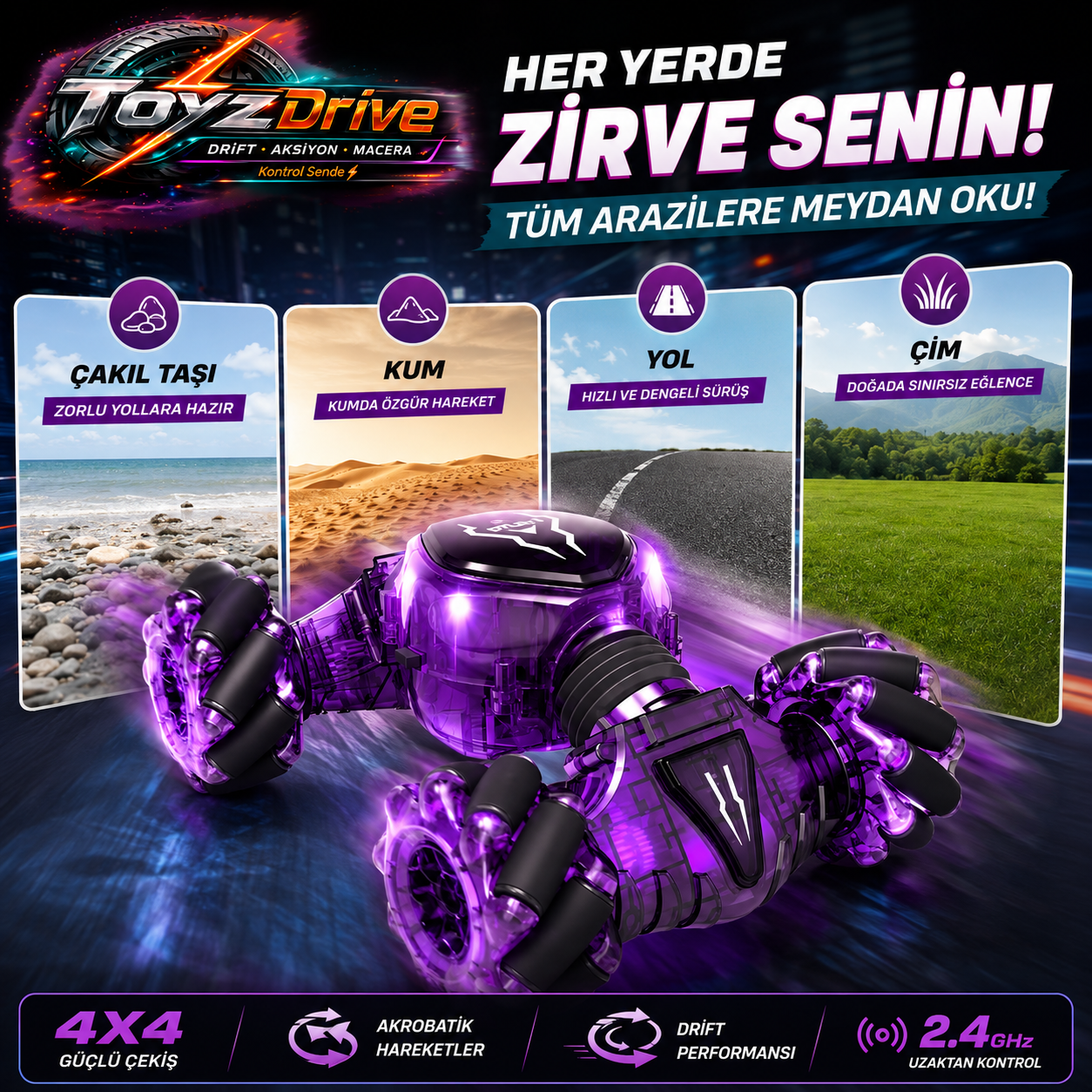 ToyzDrive DriftX™ Kumandalı Drift Araba